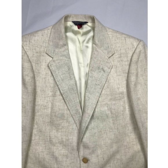 WFF by Farah Mens Ivory Linen Texture Blazer - Picture 4 of 8